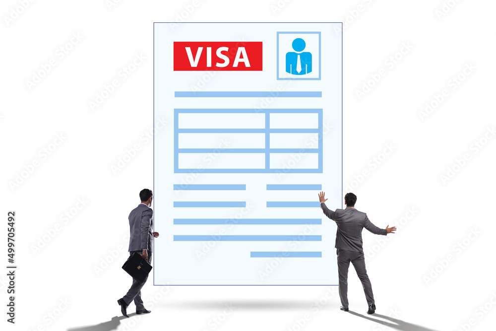 Visa application concept with businessman Visa application concept with businessman
