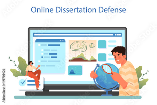 Geographer online service or platform. Studying the lands, features