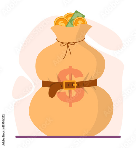 Budget contraction concept. Bankruptcy or financiall crisis with falling