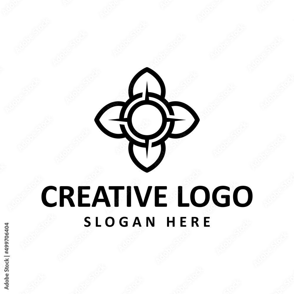 Vector graphic of flower combined with point logo design template Vector graphic of flower combined with point logo design template