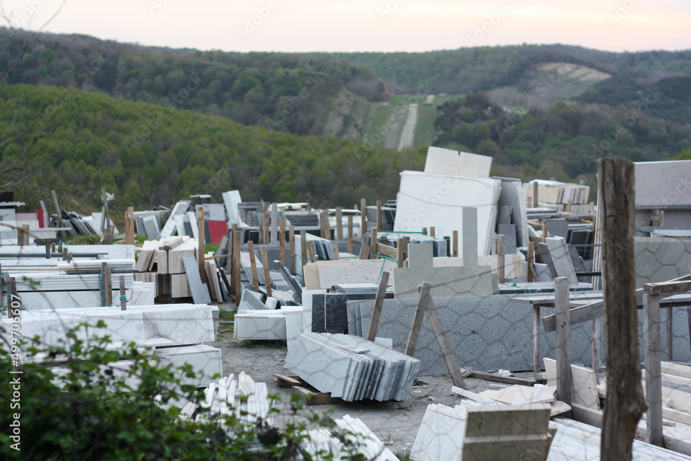 Marble slabs in front of marble mine, quarry in şile, istanbul. Marble slabs in front of marble mine, quarry in şile, istanbul.