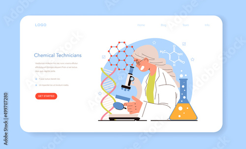 Diverse women in science web banner or landing page. Female chemical technician