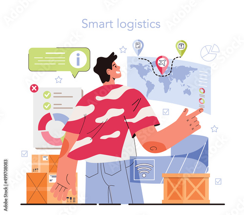 Smart logistics technologies concept. Idea of modern transportation