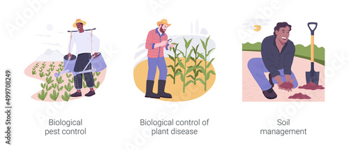 Organic farming industry isolated cartoon vector illustrations set.