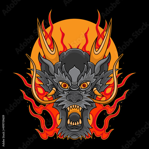 dragon head traditional tattoo
