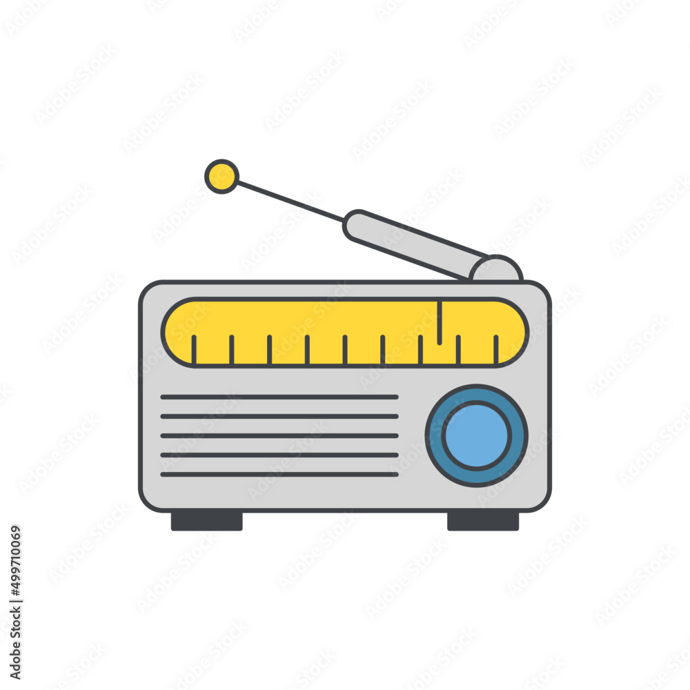 Radio icon in color icon, isolated on white background Radio icon in color icon, isolated on white background