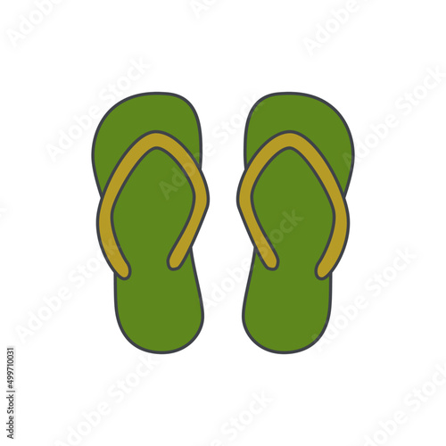 Beach flipflops footwear icon in color icon, isolated on white background 