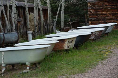 bathtubs in a field