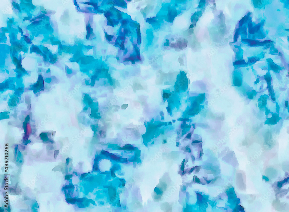 bright blue watercolor background with water marks and stains abstraction