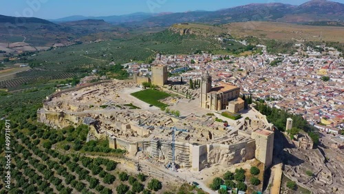 Aerial view of Fortaleza de la Mota at Alcala la Real town in Spain