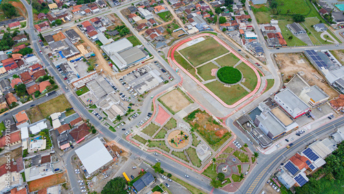 Panoramic aerial image of the city center of Ilhota photo