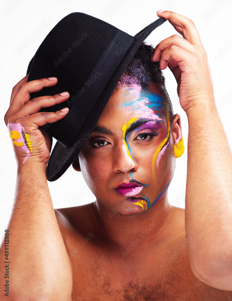 Le me fix my crown real quick. Portrait of a gender fluid young man