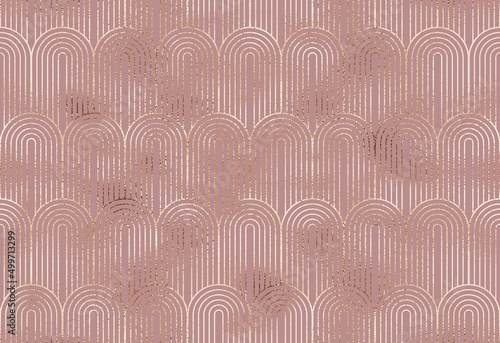 Modern art deco seamless pattern with gold decorative arches.