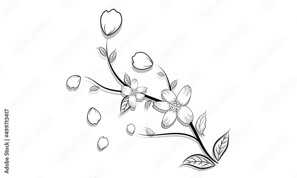 Coloring page | hand drawn sketches single continuous line flowers leaves.
