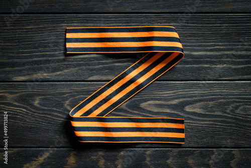 Letter Z made from George striped ribbon, Russia-Ukraine war concept photo