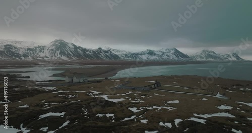 Breathtaking Iceland Landscape in Snaefellsnes, Aerial with Copy Space photo