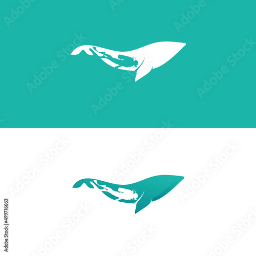Scuba freediving logo design template
