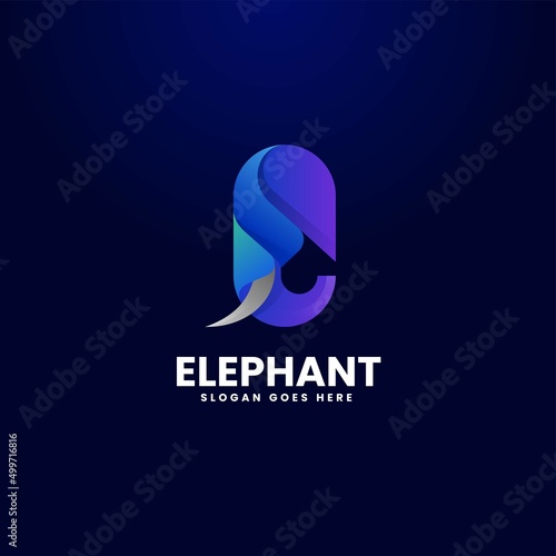 Vector Logo Illustration Elephant Gradient Colorful Style.