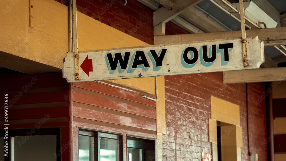 Old Way Out sign at a train station Old Way Out sign at a train station