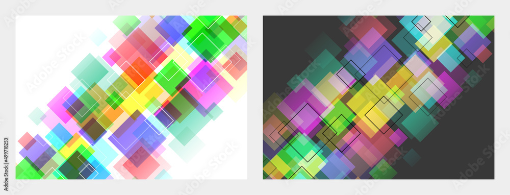 Fototapeta premium 虹色の正方形が並んだカラフルな抽象的な背景
