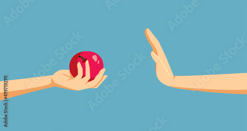 Person Refusing an Apple Vector Cartoon Illustration