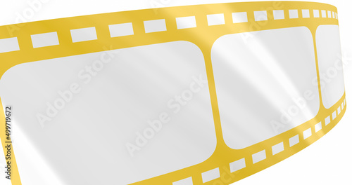Gold Movie Film Strip Show Business Background 4K Copy Space 3d Illustration