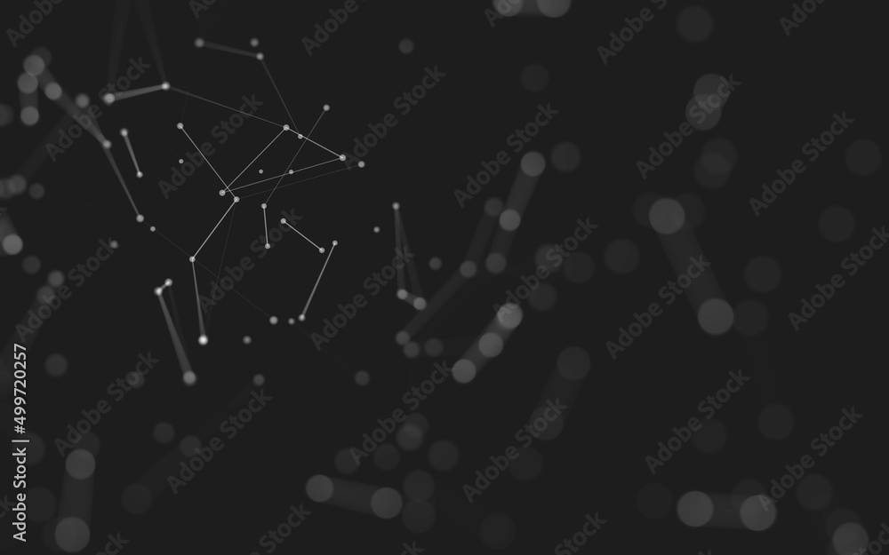 Abstract background. Molecules technology with polygonal shapes, connecting dots and lines. Connection structure. Big data visualization.