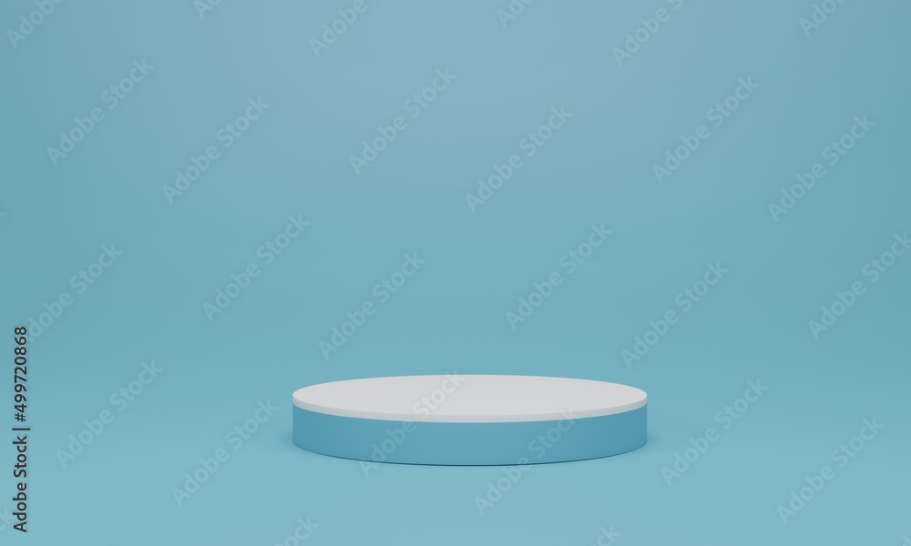 Cylinder podium on light blue background. Abstract minimal scene with geometric forms. Mock up scene to show cosmetic products presentation. 3d rendering, 3d illustration Cylinder podium on light blue background. Abstract minimal scene with geometric forms. Mock up scene to show cosmetic products presentation. 3d rendering, 3d illustration