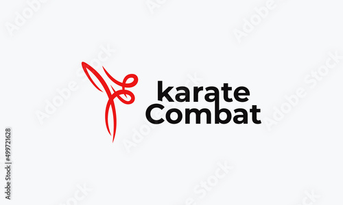 vector illustration logo design for logogram pictogram karate combat with abstract karate move graphic