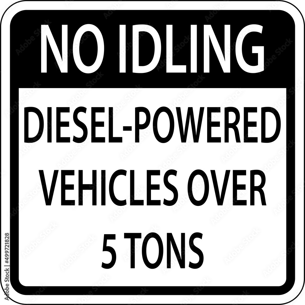 No Idling Diesel Vehicles Sign On White Background
