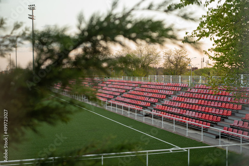Football training stadium with stands empty