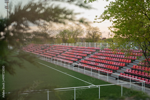 Football training stadium with stands empty photo