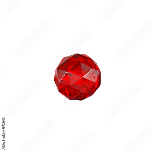 3D render, emerald red crystal isolated on white background, gems, natural nuggets, mysterious accessories