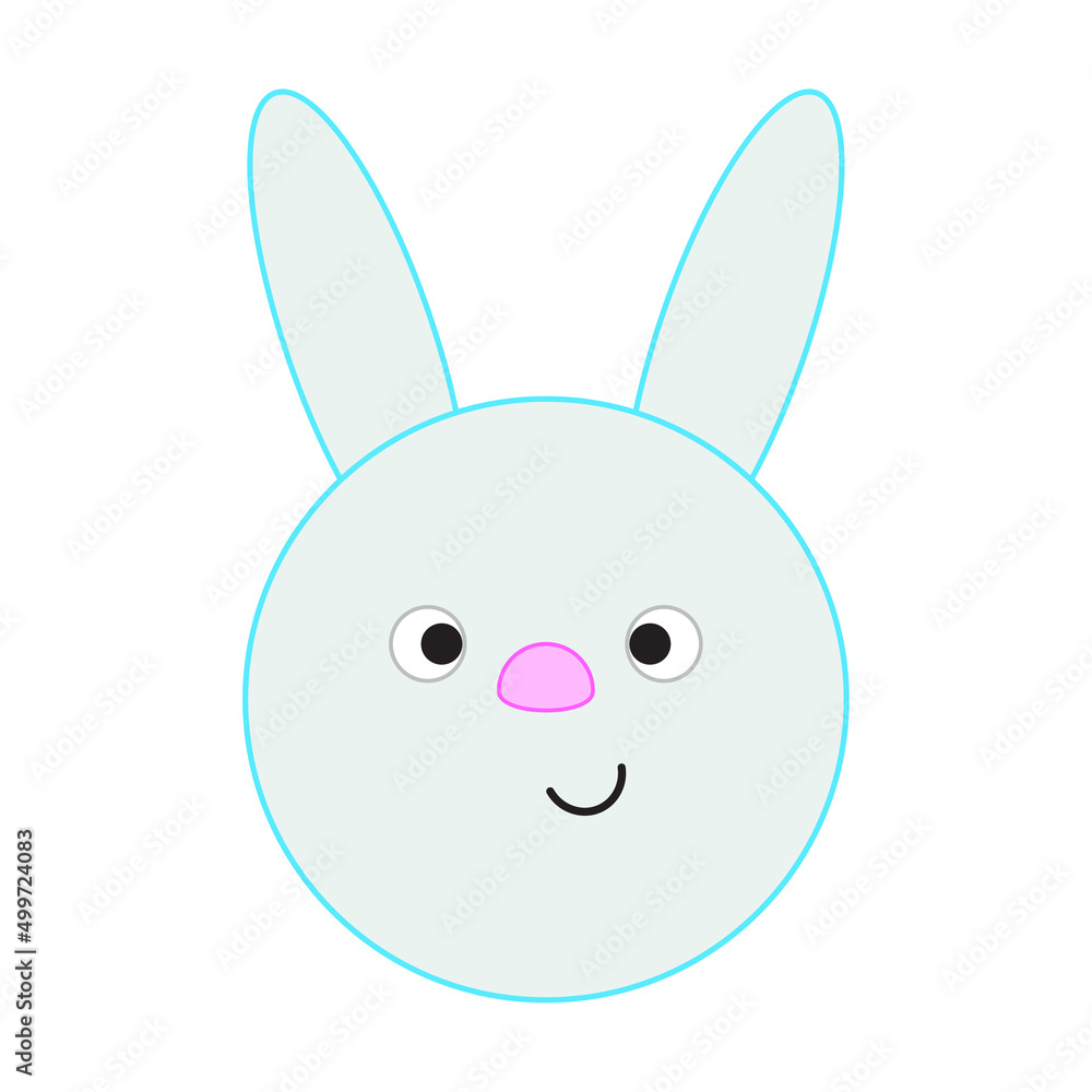 cartoon rabbit muzzle on white background. Cute cartoon kawaii baby character. Face symbol. Vector illustration. stock image. cartoon rabbit muzzle on white background. Cute cartoon kawaii baby character. Face symbol. Vector illustration. stock image.