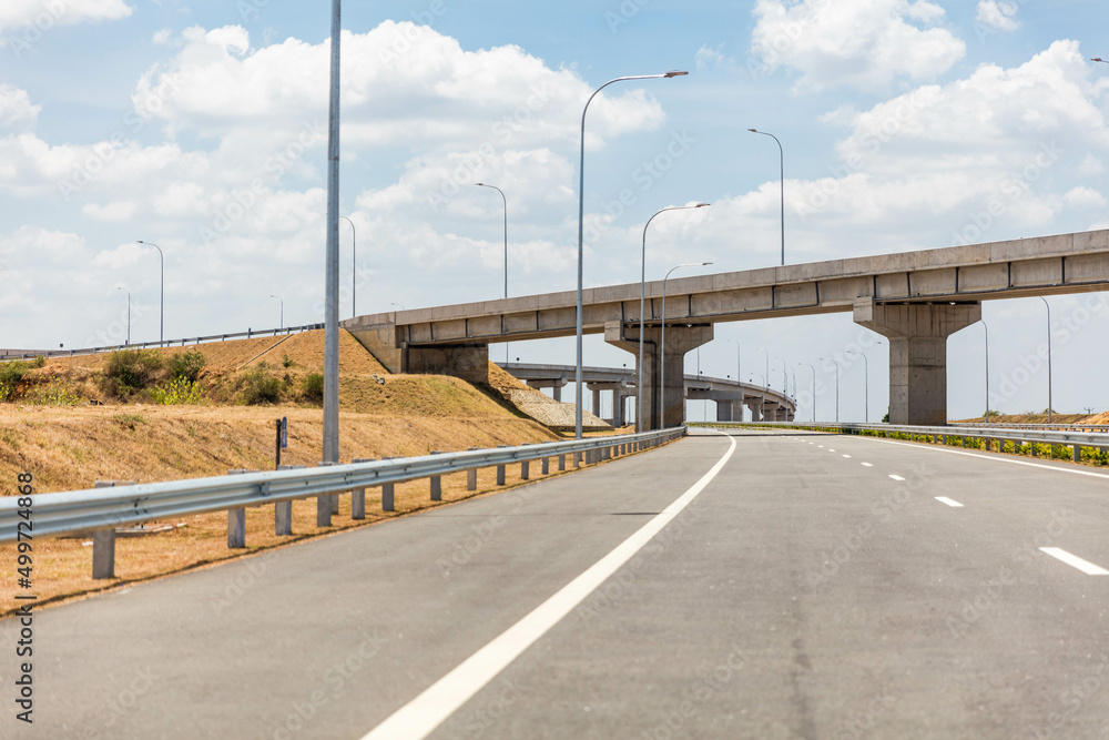 Newly built highway and overpass Newly built highway and overpass
