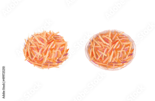 Orange shredded carrot salad in digital illustration art design 
