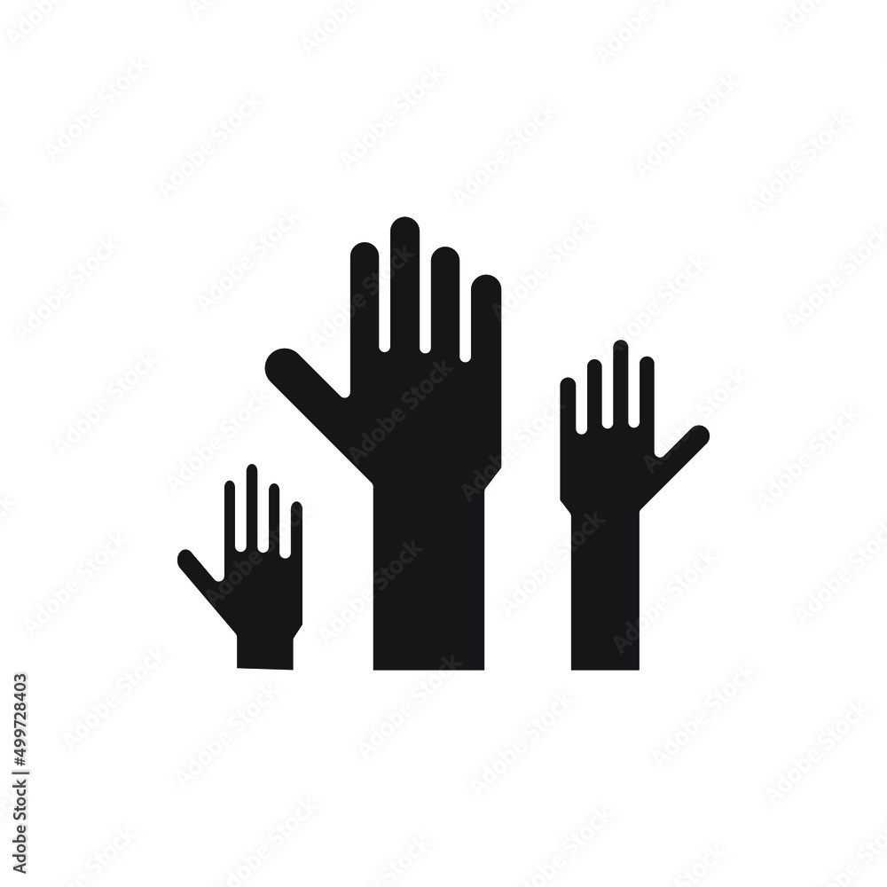 Fototapeta premium hands up vector silhouette for website symbol icon