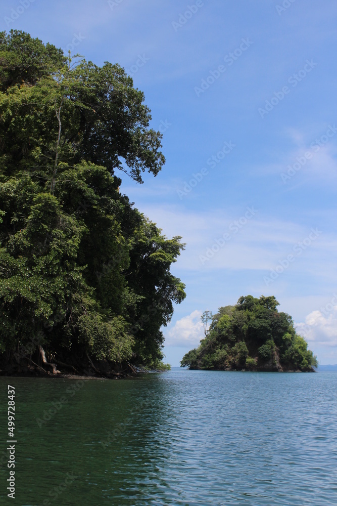 Island from Golfo Dulce in the Osa Peninsula of Costa Rica