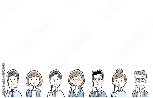 ベクターイラスト素材：疑問を感じるビジネスパーソン、人々