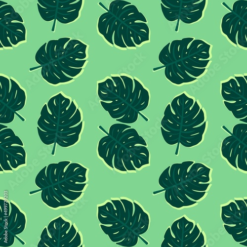 Exotic leaves, rainforest. Seamless, hand painted.