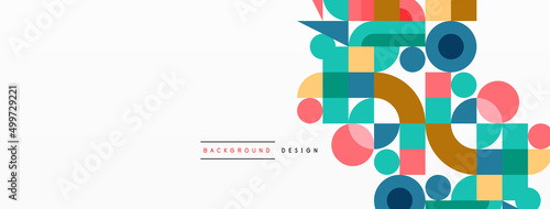 Minimal geometric abstract background. Circle square and triangle design. Trendy techno business template for wallpaper, banner, background or landing