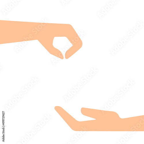 Two hands gift on white background. Flat concept. Two hands without a gift. Vector illustration. stock image. 
