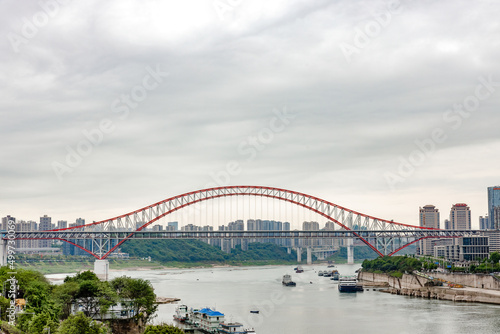 Chongqing, China - Red Bridge over the yellow river
