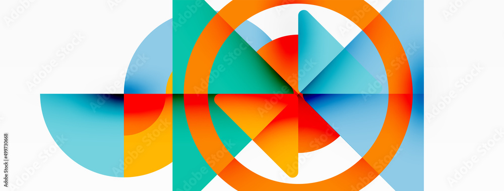 Creative geometric wallpaper. Minimal abstract background. Triangles and circles composition vector illustration for wallpaper banner background or landing page Creative geometric wallpaper. Minimal abstract background. Triangles and circles composition vector illustration for wallpaper banner background or landing page