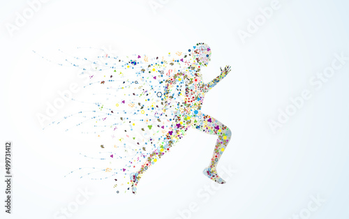 human body running at the speed of scientific illustrations, vector human DNA
