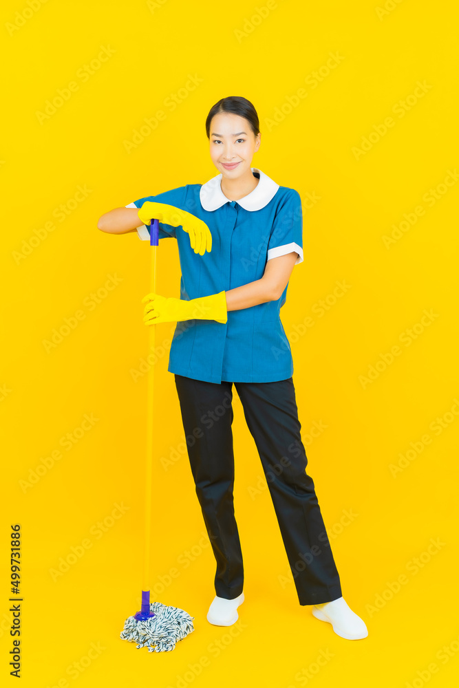 Fototapeta premium Portrait beautiful young asian woman maid and housekeeping