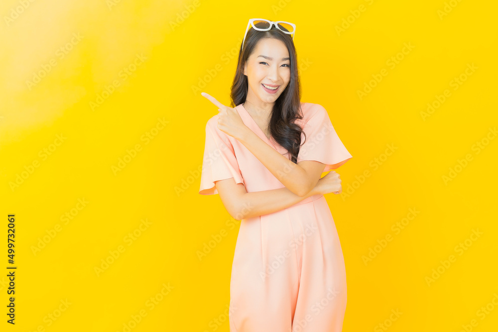 Portrait beautiful young asian woman smile with action Portrait beautiful young asian woman smile with action