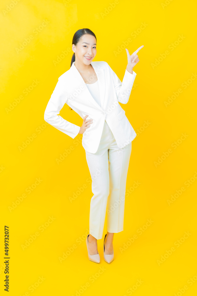 Portrait beautiful young asian woman smile with action Portrait beautiful young asian woman smile with action