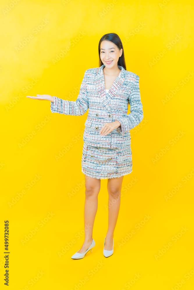 Portrait beautiful young asian woman smile with action Portrait beautiful young asian woman smile with action