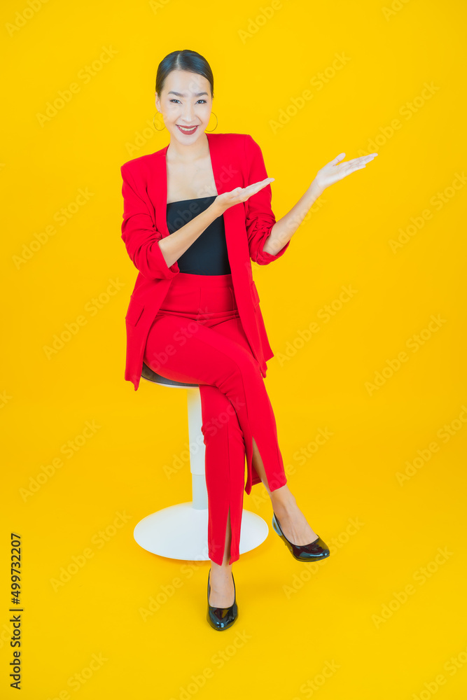 Portrait beautiful young asian woman smile with action Portrait beautiful young asian woman smile with action